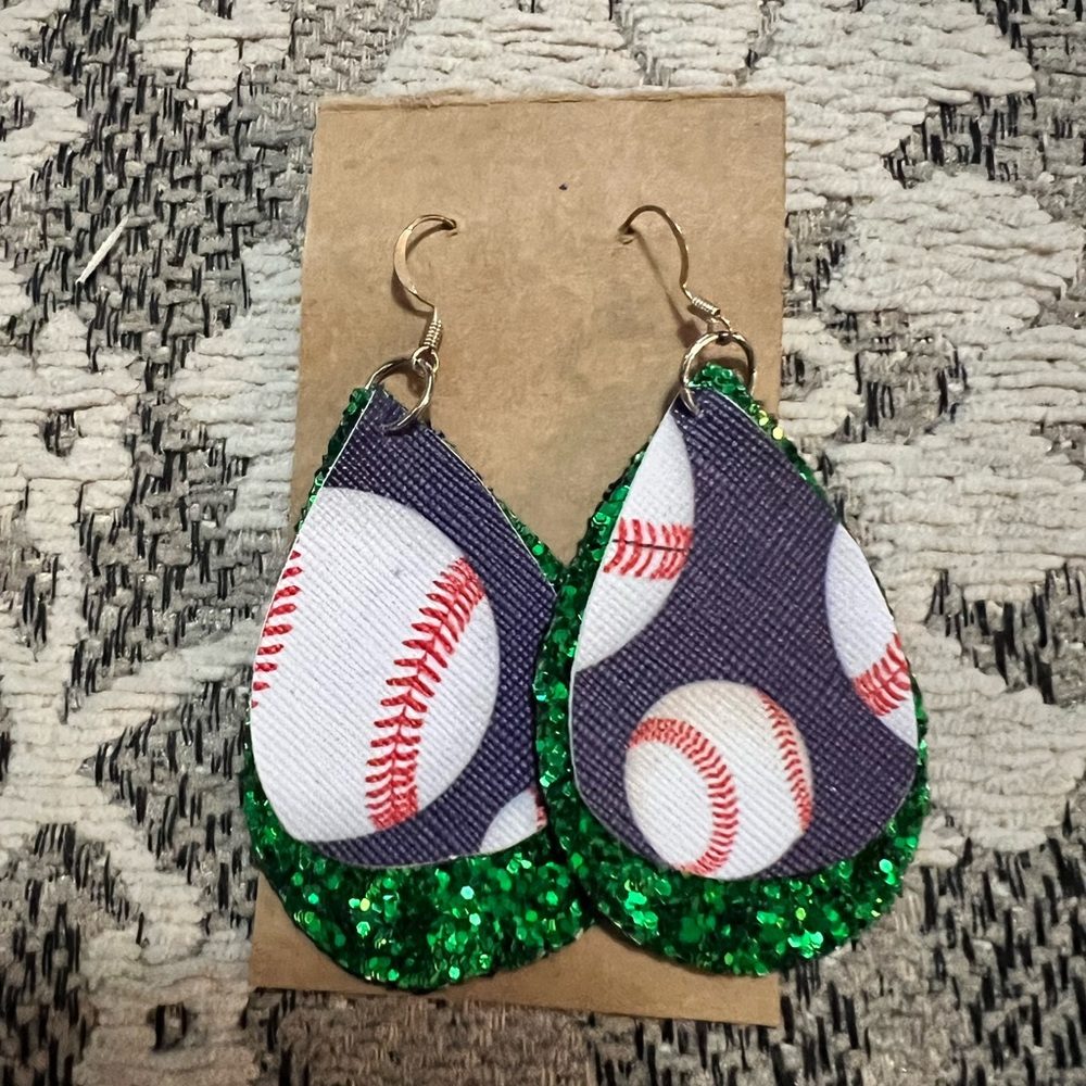 Baseball with green earrings